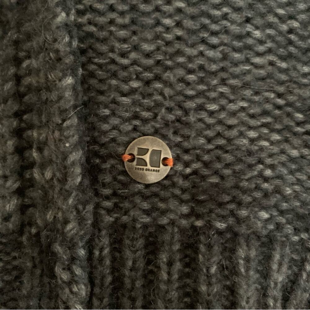 Hugo Boss Men's Charcoal Chevron Cable Knit Sweater Eclectic Grandpa XXL - Picture 4 of 7